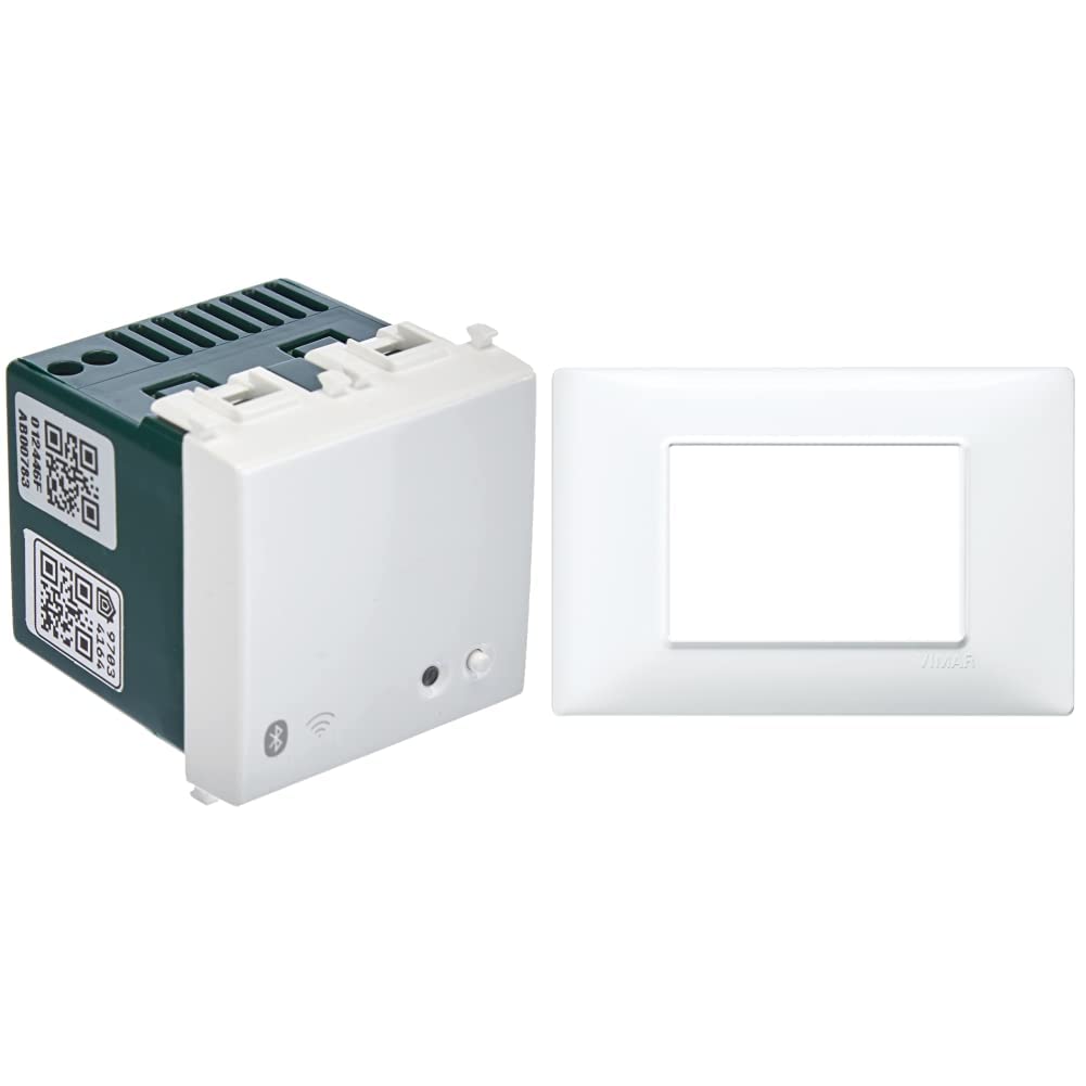 Vimar 14597 Plana Gateway connesso IoT Bluetooth Wi-Fi per integrazione, configurazione, supervisione di VIEW Wireless & Vimar 14653.01, Plana Placca 3 moduli in tecnopolimero, Bianco