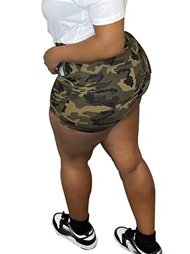 Women's Camo Cargo Shorts High Waisted Army Fatigue Shorts Camouflage Denim Short Pants Mid-Length2