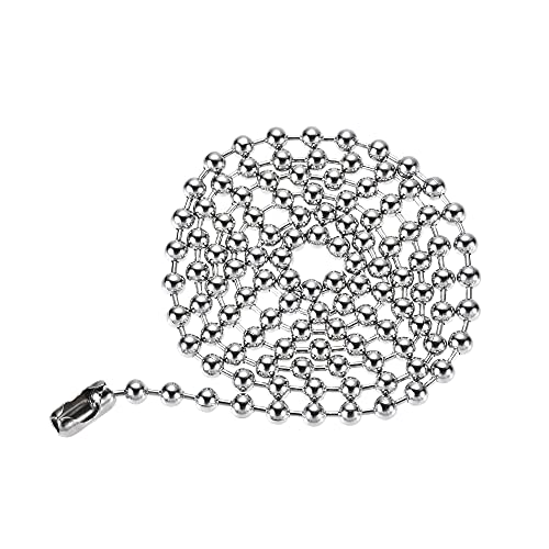 Image of uxcell Pull Chain Extension 3.28 Ft Stainless Steel 6mm Beaded for Light Fan