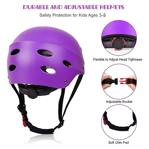 image for SAMIT Kids Bike Helmet Adjustable, Knee Elbow Wrist Pads Set for Youth