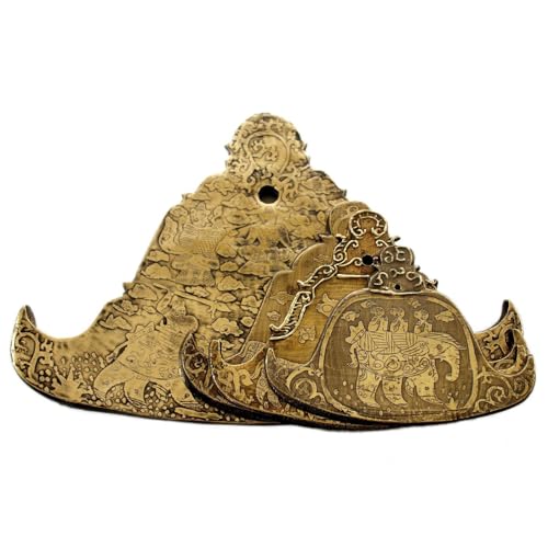 Engraved Kyeezees (Burma Bells) - Includes String for hanging & Mallet/Easy to Play Bronze Plate Chime Instrument from India with Cultural/Spiritual Engraving/For Sound Healing & Meditation