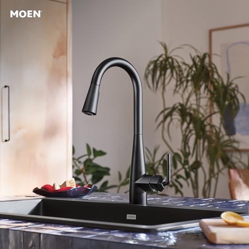 Moen Crisan Single Handle Pulldown Kitchen Faucet Featuring Power Boost and Reflex Docking System, Matte Black, 87237BL by Moen - Used condition - Image 2