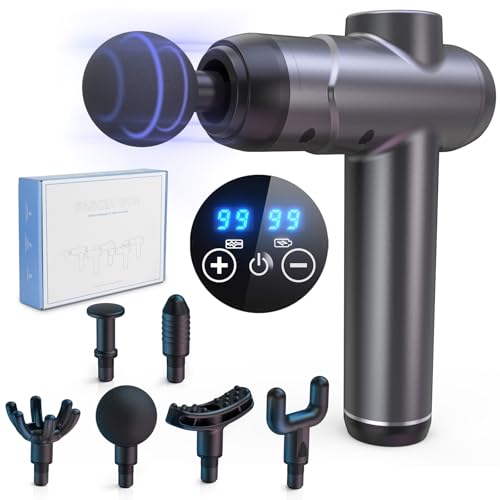 Ykgutilu Massage Gun,Massage Gun Deep Tissue,99 Speeds Powerful Percussion Massager,6 Massage Heads,LCD Touch Screen, Electric Handheld Muscle Massager with Muscle Pain Relief (Black) - Image 7