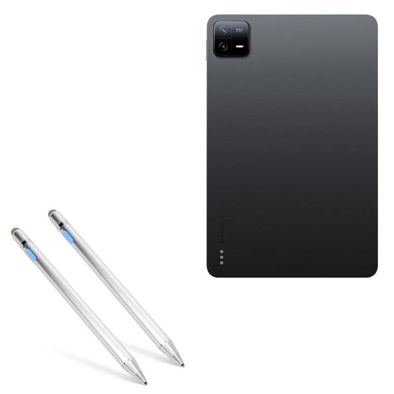 BoxWave Stylus Pen Compatible with Xiaomi Pad 6 Pro - AccuPoint Active Stylus (2-Pack), Electronic Stylus with Ultra Fine Tip - Metallic Silver