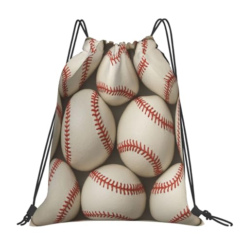 Drawstring Travel Backpack White Baseball Texture Pattern Sports Gym Bag For Swimming,Beach