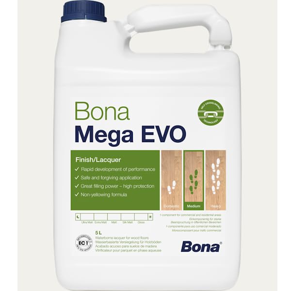 Bona Mega EVO Ultra Matt 5% - 1-Component waterborne Finish / Lacquer (Ultra Matt, 5 Litre)