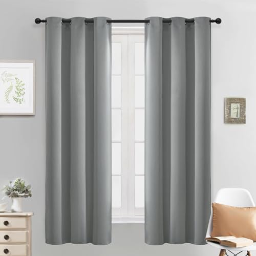 Yakamok Dove Grey Room Darking 63 Inch Length 2 Panel Sets for Livingroom Dining Room Darkening Thermal Insulated Bay Window Hotel Modern Elegant Black Out Sunblock Curtins/Bedroom,38 x 63 Inches
