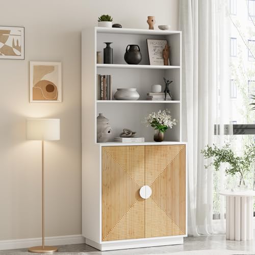 TUSY Buffet Storage Cabinet, Bamboo Storage Cabinets with Doors &