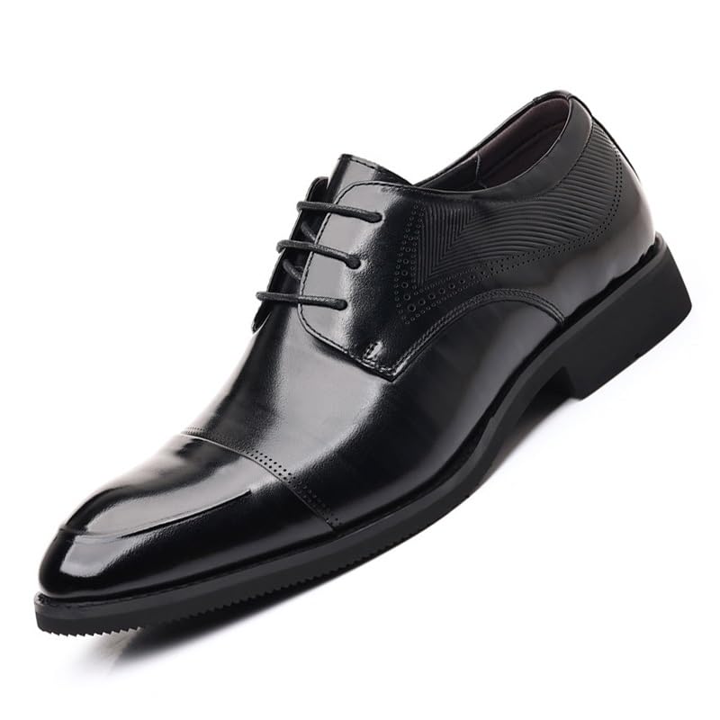 Men's Patent Leather Formal Business Oxford Dress Shoes Formal Pointed Lace Up Casual Business Suit Tuxedo Shoes High Gloss Weeding Prom Dressy Derby Shoes(9)