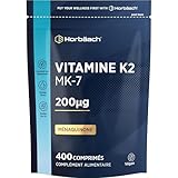 Vitamine K2 MK7 200mcg | 400 Comprimés Vegan Fort Dosage | Ménaquinone MK-7 Très Puissante | Contribue au Maintien d'une Ossature Normale & Coagulation Sanguine | Complément Alimentaire | Horbaach