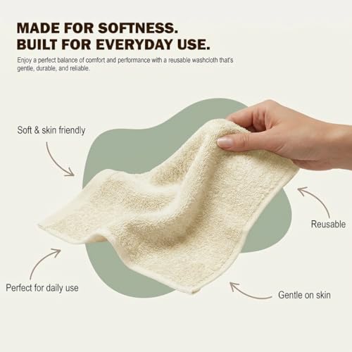 Image of Utopia Towels 24 Pack Cotton Washcloths Set - 100% Ring Spun Cotton, Premium Quality Flannel Face Cloths, Highly Absorbent and Soft Feel Fingertip Towels (Ivory)