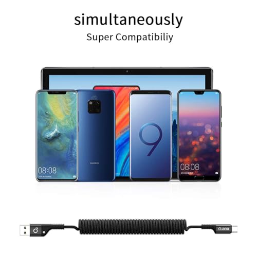 Image of Unbreakable 3A Fast Charging Coil Braided USB to Type C Cable for Smartphones, Tablets & other Type C devices, 480Mbps Data Sync, Car Home & office Use (Black) - 1m