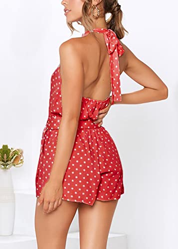 image for PRETTYGARDEN Women's Summer Shorts Romper Casual Sleeveless Halter Nec