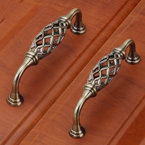 Hardware,pulls,2pcs Retro Vintage Furniture Cabinet Drawer Pull Handles and Knobs,Zinc Alloy Hollow Birdcage Bronze Handle for Kitchen Cupboard Door,Bedroom Dresser Drawer(128 mm)