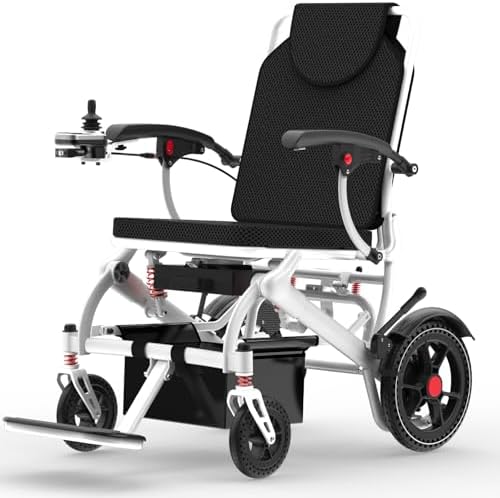 Electric Wheelchair for Adults, 36LBS Lightweight Electric Wheelchairs, 500W Brushless Motor Power Wheelchair, Foldable Motorized Wheelchair for Seniors, Airline Approval, 15Miles, White