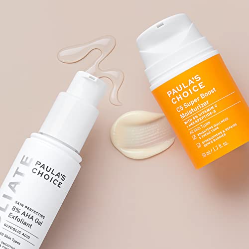 Paula's Choice 8% Aha Gel Leave-On Exfoliant With Glycolic Acid + C5 Super Boost Moisturizer With 5% Vitamin C, Duo For Sun Damage, Discoloration, Uneven Tone & Texture, Fragrance-Free & Paraben-Free #TOP1