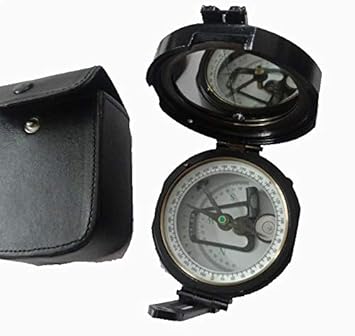 SIMRAH Brass Nautical Geological Brunton Transit Compass in Leather case