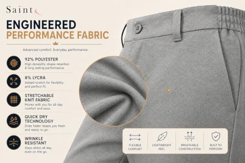 Image of SaintX Men's 4-Way Stretchable, Wrinkle Resistant, All-Day Comfort Trousers | 2 inch Expandable Waistband | Lightweight & Flexible Everyday Wear | EasyMove Office & Casual Wear (Style 37)