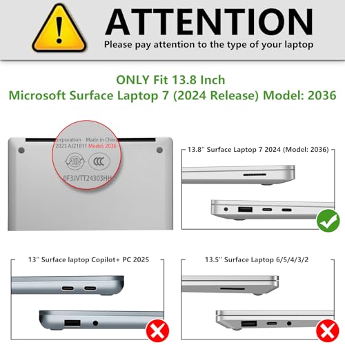 Fintie for Surface Laptop 7 ケース 保護ケース 13.8インチ PC 薄型 軽量 耐衝撃性 傷防止 排熱口設計 透明 おしゃれ (モデル番号2036) (1クリア)