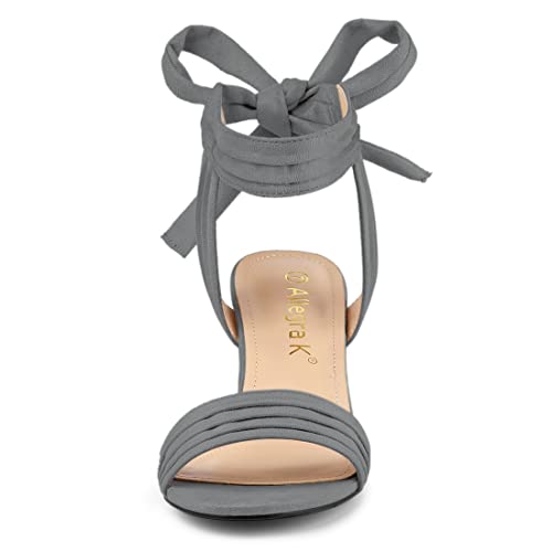 Image of Allegra K Women's Open Toe Ankle Tie Back Block Heels Sandals