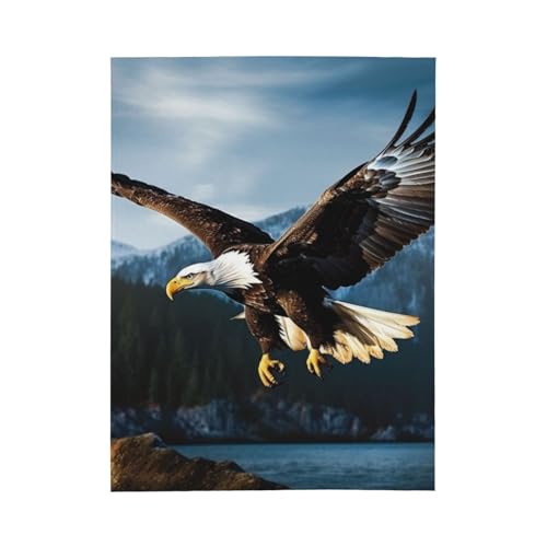 Couverture flanelle motif aigle au design sauvage et élégant