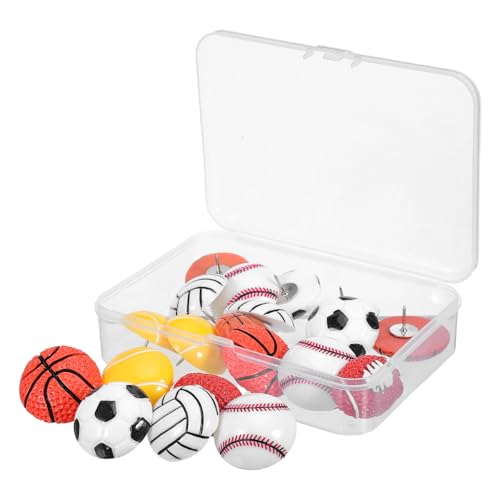 jojofuny Lot de 20 Punaises Décoratives en Résine Thème Sport Ballons de Basket Football Américain et Baseball Punaises Rondes Colorées pour Tableau en Liège Tableau Blanc et Affichage