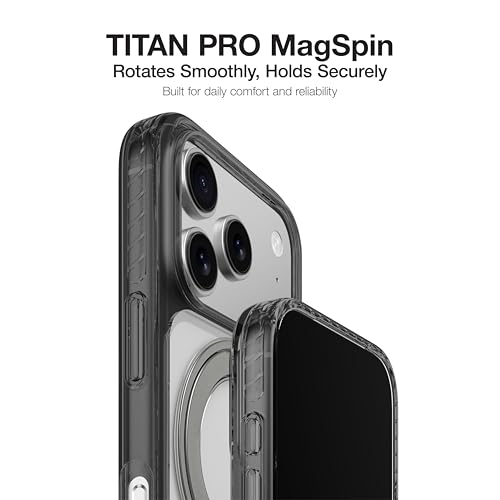 Coque iPhone 17 Pro MagSafe transparente grise avec support rotatif 360 - 3