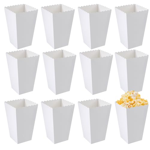 24 Stück Popcorn Tüten Weiß, Candy Bar Tüten Popcorntüten Klein Spitztüten Papier Popcorn Eimer Klein Snacks Candy Becher Behälter Für Partys Filmabend