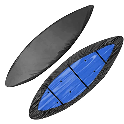 LDIW Kanu Abdeckplane 420D Oxford-Gewebe Wasserdicht Kajak Persenning UV-beständig Bootsplane für Fischerboot/Kajak/Kanu/Paddelbrett,Schwarz,Fit 5.6m to 6m Kayak Cover