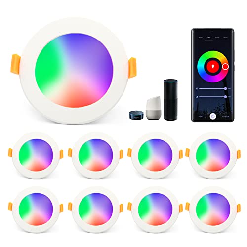 Arotelicht 8er WIFI LED Einbaustrahler 9W farbwechsel warmweiß kaltweiß...