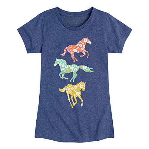 Instant Message - Patterned Filled Horses - Toddler and Youth Girls Short Sleeve T-Shirt