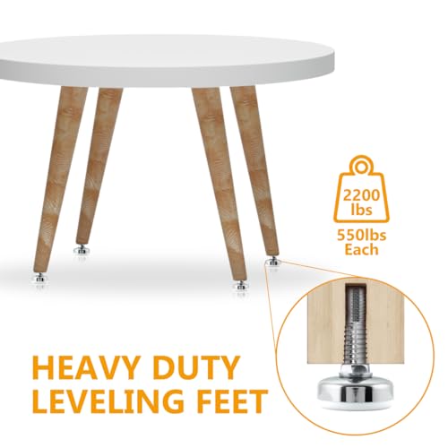 POWERTEC Threaded Leveling Feet 4PK with 3/8"-16 Threaded Inserts, Heavy Duty Adjustable Furniture Levelers with Large Nylon Foot for Cabinets, Benches, Tables & More (71189) by POWERTEC - Image 2