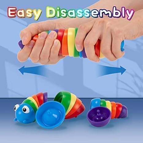 SWIREUK Small Slug Fidget Toys with Flashing Lights, Baby Toy, Sensory for Kids, Clicks Sound Making Flexible Stretchable Joints Slug Light Toy Joints, Autism, Slugs (Pack of 1 ;Random Color) 2