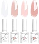 Vishine 4Pcs Jelly Nude Pink Milky White Rose Gel Nail Polish Set Sheer Clear Crystal Translucent French Manicure Gel Nail Polish Kit 8ML