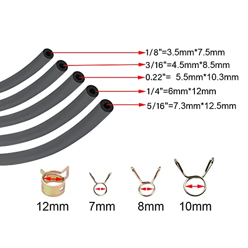 Hipa 3 Feet 1/8" 3/16" 0.22" 1/4" 5/16" Id Fuel Line Fit For Kawasaki Ezgo Kohler Briggs And Stratton Snowmobile Lawn Mowers Tractor Bike Atv Utv Weed Eater Golf Cart Motorcycle Scooter Generator #TOP2