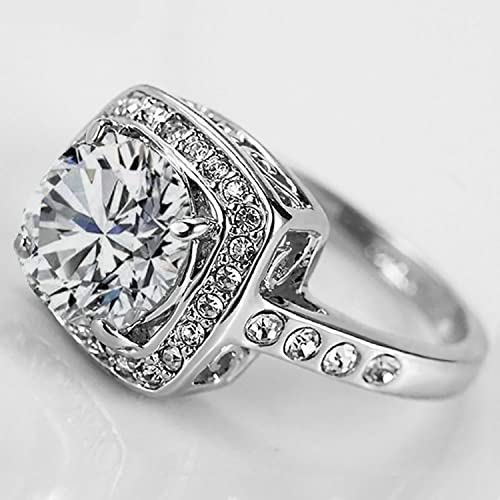 Yellow Shinning Cubic Zirconia Topaz Rings For Women 18K Rose Gold Plated3