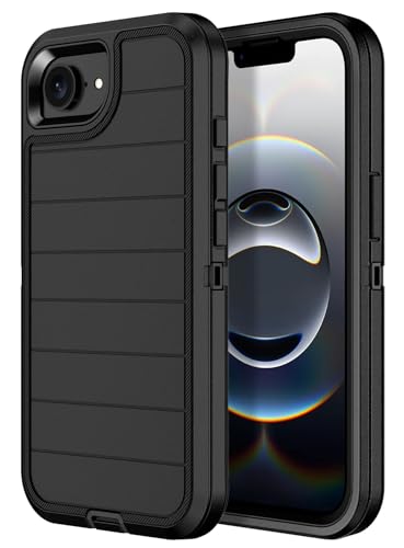 Paprose for iPhone 16e Case Heavy Duty 3-Layer[Shockproof][Dropproof][Dust-Proof] Military Grade Rugged Full Body Protection Cover Case for Apple iPhone 16e 6.1 inch,Black