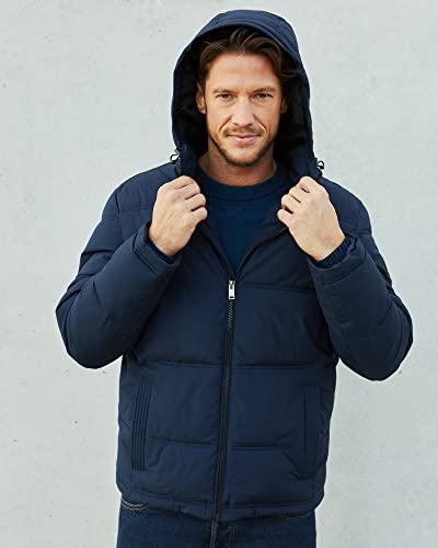 Image of Weatherproof Hooded Puffer Jacket for Men - Water Resistant Bubble Coat for Men | Puffy Alternative Down Jacket