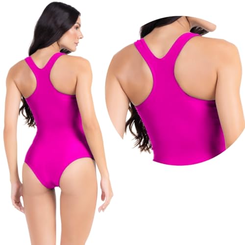Body Maiô Feminino Moda Praia Natação Poliamida Premium Liso (BR, Alfa, G, Regular, Rosa)