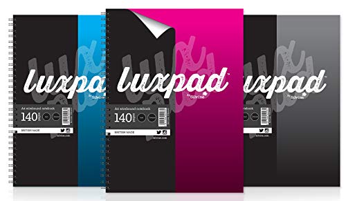 Silvine Luxpad A4 Twin Wire Casebound Notebooks in 3 Assorted Colours with 140 Feint Ruled Pages. [Pack of 6]