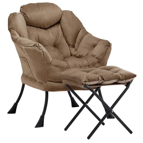 Aunekiv Lazy Chair with Ottoman, Comfy Accent Lounge Chair with