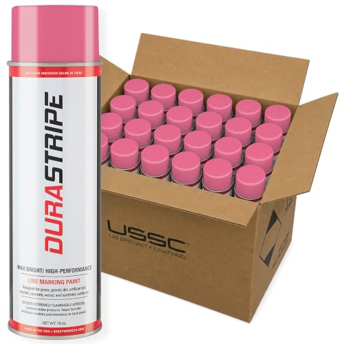 Image of Athletic Field Marking Paint - 2 Cases of 12 T-Tip Spray Cans (24 Total), 18 oz Each - Bright, Durable Field Striping Paint (Pink)