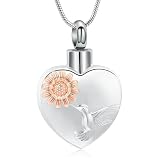 QGJNSGC Collane con urna per ceneri colibrì girasole collana urna cuore cremazione gioielli ricordo gioielli commemorativi per urne medaglione per donne uomini