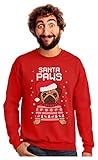 Tstars Santa Paws Sweatshirt Men Pug Christmas Sweater Style Ugly Xmas Sweatshirts XX-Large Red