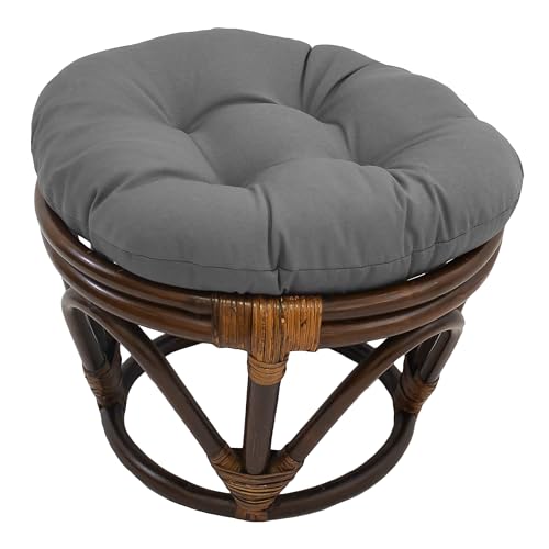 Image of Blazing Needles Solid Twill Round Footstool Cushion, 18 inch, Steel Grey