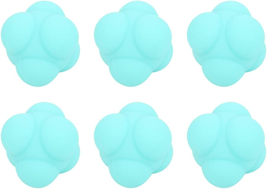 plplaaoo Hex Response Silicone Ball 6Pcs Set High Speed Agile Training Equipment Sensitive Fascia Ball for Athletes Sports Enthusiasts Blue 6.5x6.5x6.5cm