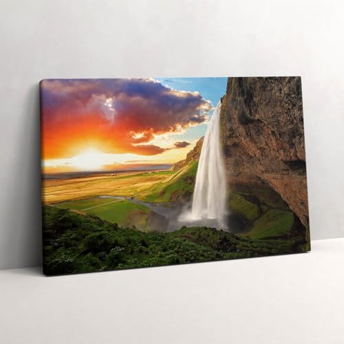Tableau cascade en Islande photo sur toile Wallfluent 60x40cm
