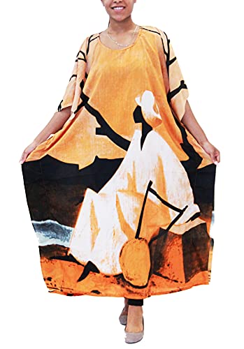 KARACHIC BY NF Women Kaftan Dresses African Print Maxi Dress for Beach, Casual wear, Lounge, Shopping, Cover Up with Headwrap