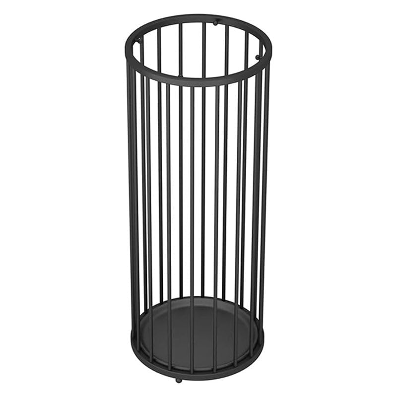Image of Metal Wire Umbrella Stand, Black, Cylindrical, 22 x 58 cm, Entryway Organiser with Drip Tray