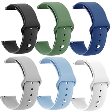 LeyuBand Pacote com 6 pulseiras de silicone de 20 mm compatíveis com Amazfit Active 2/Active/GTR Mini/GTS 2 2e 3 4/GTS 2 4 Mini/Bip 3/3 Pro/Bip U Pro/Bip S Lite Smartwatch feminino e masculino